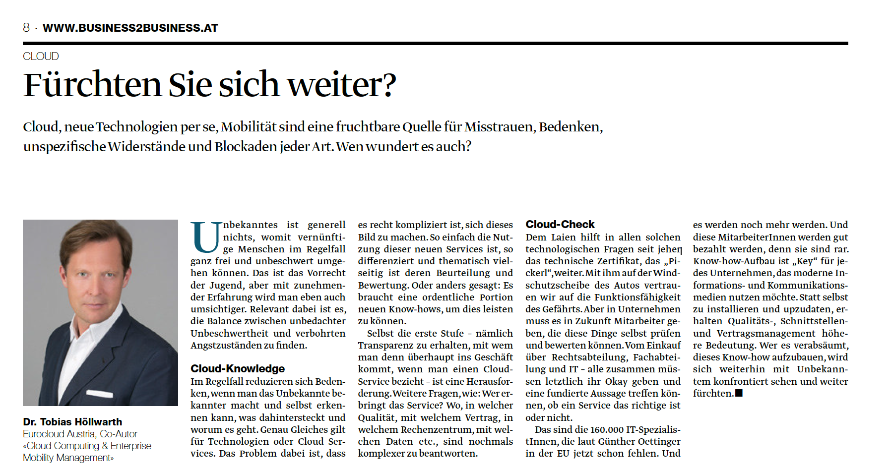 Kommentar in Standard Beilage zu Cloud-Computing
